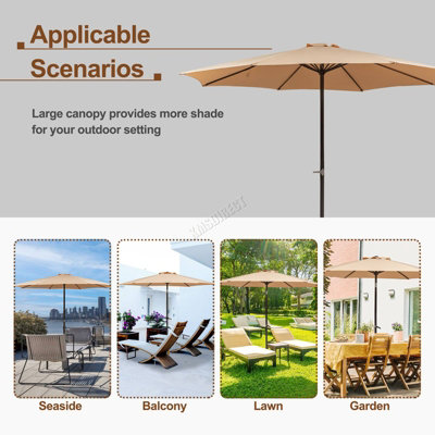Garden Parasol Crank Patio Sunshade Umbrella Aluminium 3.3M Beige