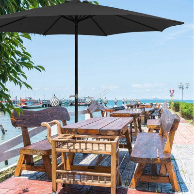 Garden Parasol  Crank Patio Sunshade Umbrella Aluminium 3.3M Black