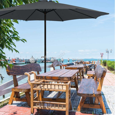 Garden Parasol  Crank Patio Sunshade Umbrella Aluminium 3.3M Grey