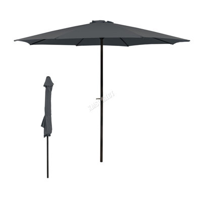Garden Parasol  Crank Patio Sunshade Umbrella Aluminium 3.3M Grey - 6