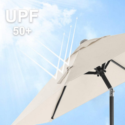 Garden Parasol Umbrella 2 m, Sunshade with Metal Pole and Ribs, Tiltable, Base Not Included, for Outdoor Terrace Balcony, Beige