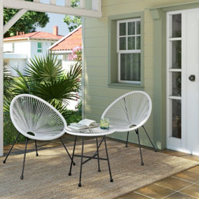 Garden Patio Furniture Set 3 Pieces, Acapulco Chair, Outdoor Seating, Glass Top Table and 2 Chairs, Indoor and Outdoor