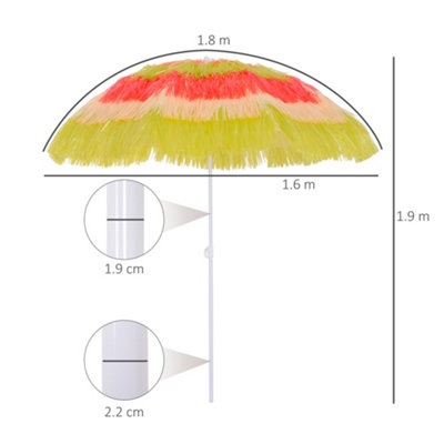 Garden Patio Hawaii Beach Sun Umbrella Sunshade Outdoor Folding Tilting Parasol