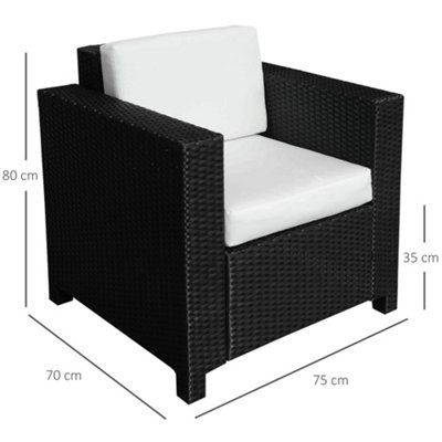 Garden Patio Rattan Wicker Furniture Single Cube Chair Sofa Outdoor Black - 3