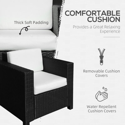 Garden Patio Rattan Wicker Furniture Single Cube Chair Sofa Outdoor Black - 5