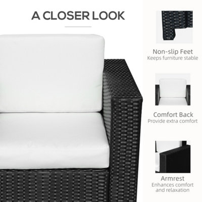 Garden Patio Rattan Wicker Furniture Single Cube Chair Sofa Outdoor Black - 6