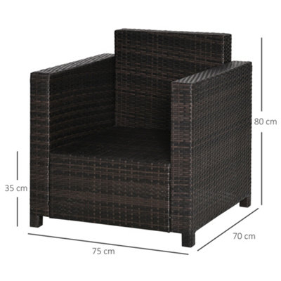 Garden Patio Rattan Wicker Furniture Single Cube Chair Sofa Outdoor Brown - 3