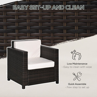 Garden Patio Rattan Wicker Furniture Single Cube Chair Sofa Outdoor Brown - 6