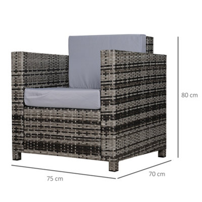 Garden Patio Rattan Wicker Furniture Single Cube Chair Sofa Outdoor Grey - 3