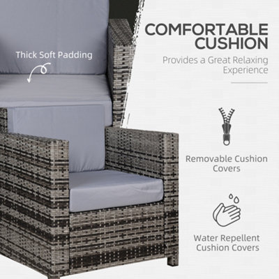 Garden Patio Rattan Wicker Furniture Single Cube Chair Sofa Outdoor Grey - 5