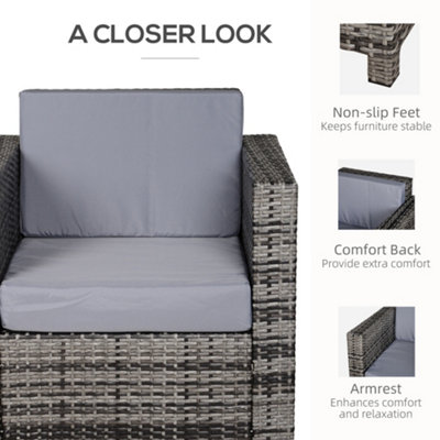 Garden Patio Rattan Wicker Furniture Single Cube Chair Sofa Outdoor Grey - 6
