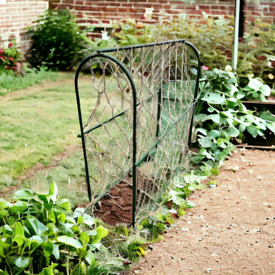 Garden Pea Hoop Arched Support Frame with Natural Jute Netting 100 cm (W) x 34 cm (D) x 100cm (H)