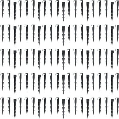 Garden Pegs, 100 Pieces Pack of 160mm / 6.3" Ground Pegs for Irrigation System, Ground Anchors for Drip Watering Line, Anchor Pegs