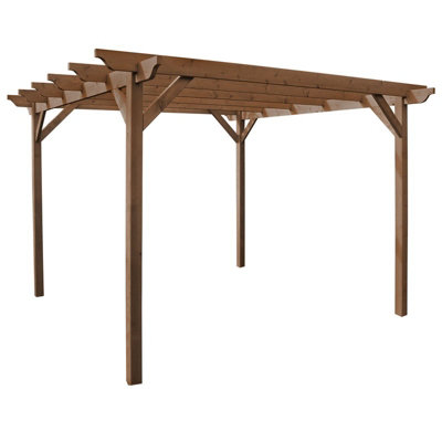 Garden Pergola - Wood - L480 x W480 x H270 cm - Rustic Brown