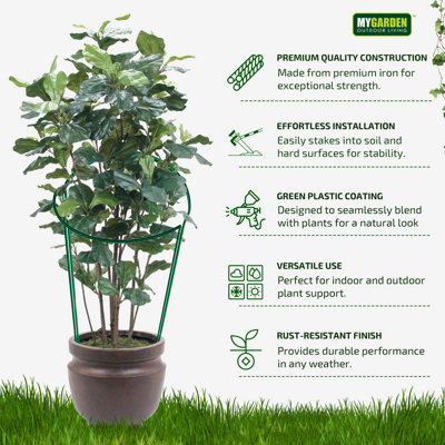 Garden Plant Support Stakes 3 Pack Half Round Plant Support Ring Cage ...