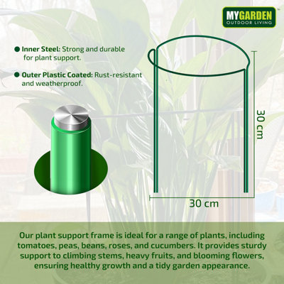 Garden Plant Support Stakes 3 Pack Half Round Plant Support Ring Cage ...