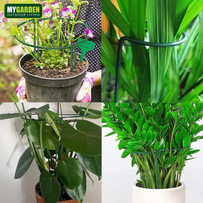 Garden Plant Support Stakes 3 Pack Half Round Plant Support Ring Cage ...