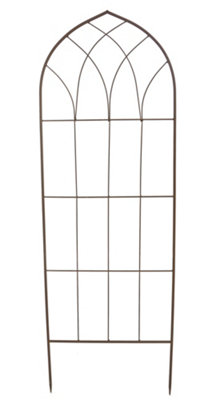 Garden Plant Trellis Metal Support Climbing Rust Effect (H)120cm Set of 2 - 3