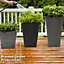 Garden Planter Sonata Decorative Self Watering Flower Pot Recycled Rubber Weatherproof Indoor Outdoor (Slate 70cm x2)