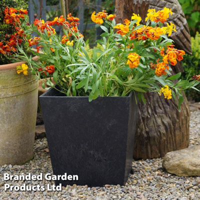 Garden Planter Sonata Decorative Self Watering Flower Pot Recycled Rubber Weatherproof Indoor Outdoor (Steel Grey 50cm x1)