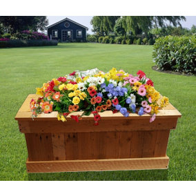 Garden Planter Trough Rectangle RECYCLED WOOD Garden Patio Outdoor LARGE 90 CM