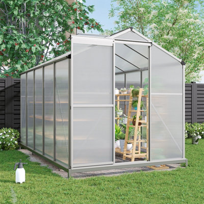 Garden Plants Grow House with Aluminium Frame Large Walk-In Green House with Door and Window 10x6ft