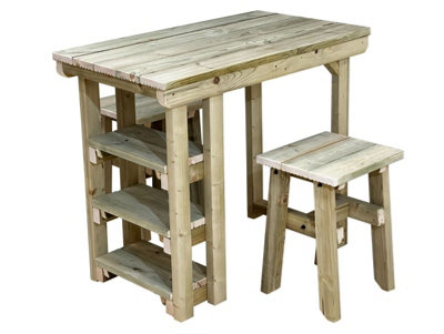 Garden potting table, multi purpose workbench (106cm + 2x chairs)