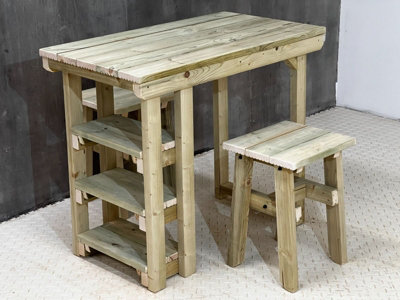 Garden potting table, multi purpose workbench (106cm + 2x chairs)