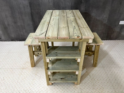 Garden potting table, multi purpose workbench (106cm + 2x chairs)