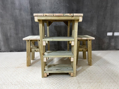 Garden potting table, multi purpose workbench (106cm + 2x chairs)