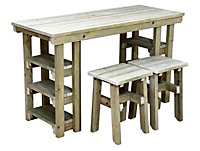 Garden potting table, multi purpose workbench (150cm + 2x chairs)