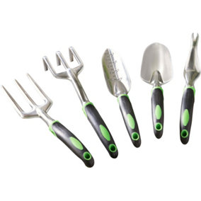 Garden Premium Tool Set 5 Pcs Stainless Steel with Non-slip Rubber Grip Outdoor Gardening For Gardener Gifts Hand Tools Kit