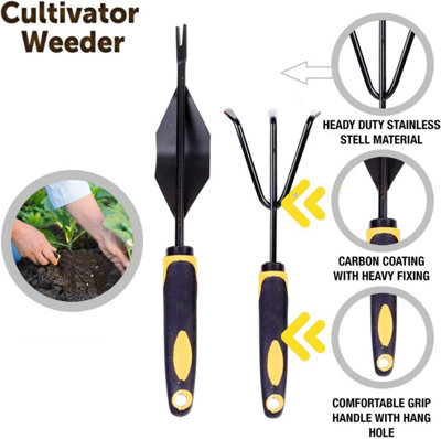 Garden Premium Tool Set 5 Pcs Stainless Steel with Non-slip Rubber Grip Outdoor Gardening For Gardener Gifts Hand Tools Kit - 3