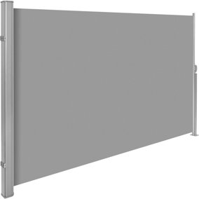 Garden privacy screen w/ retractable mechanism - grey