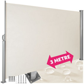 Garden Privacy Screen with retractable side awning and aluminium casing 200 x 300 cm - beige