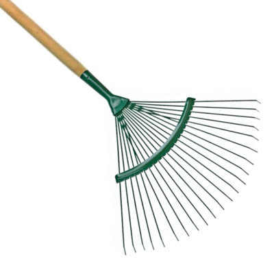 Garden Rake - 42 cm / 18 Tine Wide Rake with 120cm Long Handle ...