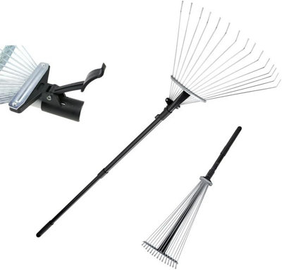 Garden Rake 80 152 cm Adjustable Telescopic for Leaves Soil Artificial Grass