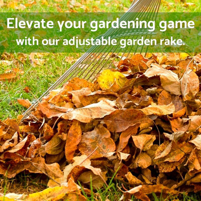 Garden Rake Adjustable Expandable Garden Leaf Lawn Rake for Gardening ...
