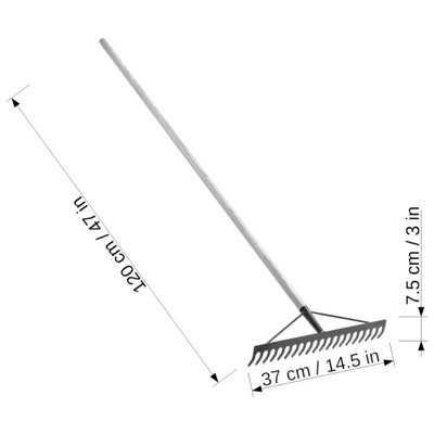 Garden Rake, Steel Hardened Heavy-Duty Rake with Handle for Hay, Leaves ...