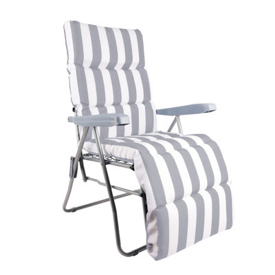 Garden Recliner Chair with Striped Cushion