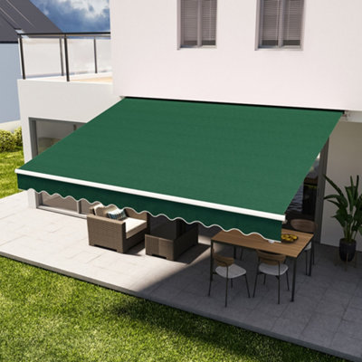 Garden Retractable Awning Manual Canopy Awning Patio Sun Shade Shelter for Door Window,Green,2 m x 1.5 m