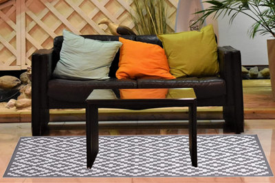 Garden Reversible Mat Weather UV Resistant Outdoor Indoor Rug Durable for Patio Deck Garden Campign Living Room Grey 120 x 180 cm - 4