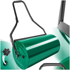 Garden Roller - for lawn levelling, 60 cm wide, 31 cm diameter, padded handle - green