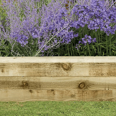 Garden Rough-Sawn Edge Green Timber Sleeper (L)1.2m 100x200mm Pack of  4