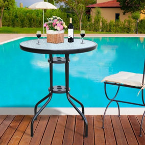 Garden Round Glass Metal Outdoor Side Table