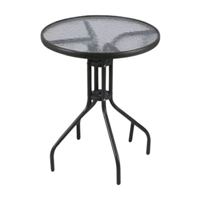 Garden Round Glass Metal Outdoor Side Table