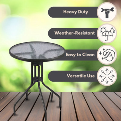 Garden Round Glass Metal Outdoor Side Table - 5