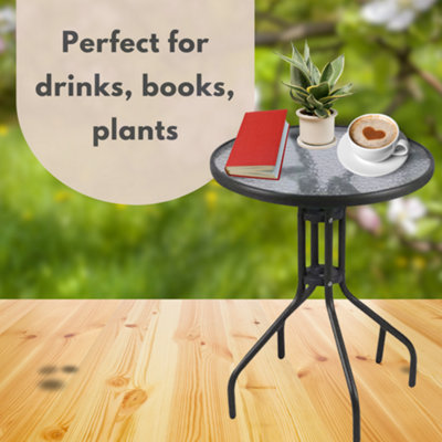 Garden Round Glass Metal Outdoor Side Table - 6