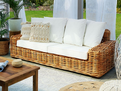 Garden Sofa 3 Seater FORLI Rattan Natural
