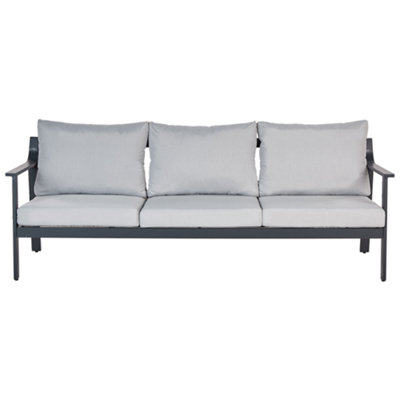 Garden Sofa 3 Seater KIATO Metal Light Grey